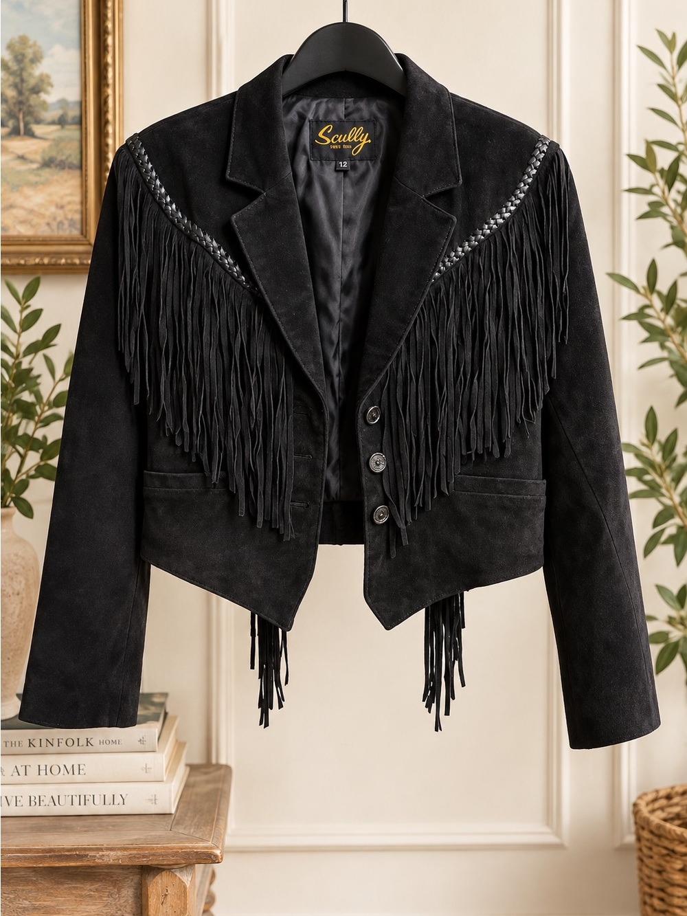 Scully Black Suede Fringe Cropped Western Jacket | 0102